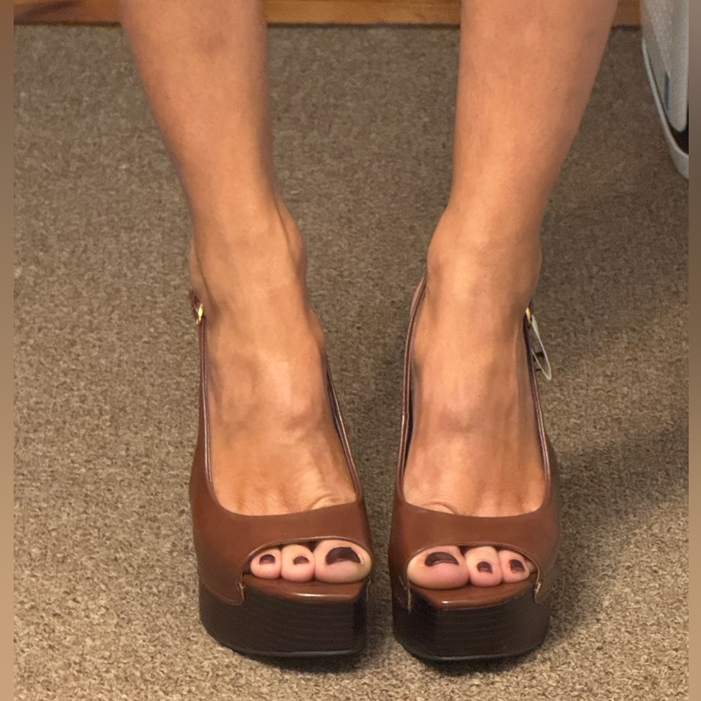 Zara brown sling back platform heel - Picture 9 of 11